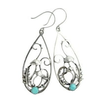 Lifetechs 1 Pair Dangle Earrings Multi Branches Leaves Winding Water Drop Design Hollow Out Faux Turquoise Gift Women Mushroom Shape Pendant Earrings Jewelry for Daily Wear