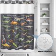 thumbnail image 2 of No Hook Shower Curtain, Grey Dinosaur Shower Curtains for Bathroom with See Through Top Window, Vintage Letters Farm Animals Waterproof & Washable Bath Curtain 60"x72", 2 of 9