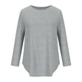 thumbnail image 4 of Itsame Womens Long Sleeve Blouse, Solid Crewneck Casual Comfy Pullover T-Shirt Gray 4XL, 4 of 6