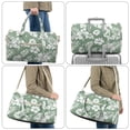 thumbnail image 6 of Garronmavis Large Sage Green Tropical Floral Quilted Duffle Bag for Women, Weekender Travel Bag Carry On Tote with Zipper Pockets for Gym, Overnight Trips & Dance, 6 of 7