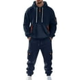 thumbnail image 2 of MLQIDK Mens Track Suits Big and Tall Workout Gym Sport Fleece Hoodie and Cargo Sweatpants Jogging Suit Tracksuits Athletic Lounge Outfit 2 Piece Set Winter Suit Sets Light Gray L, 2 of 4