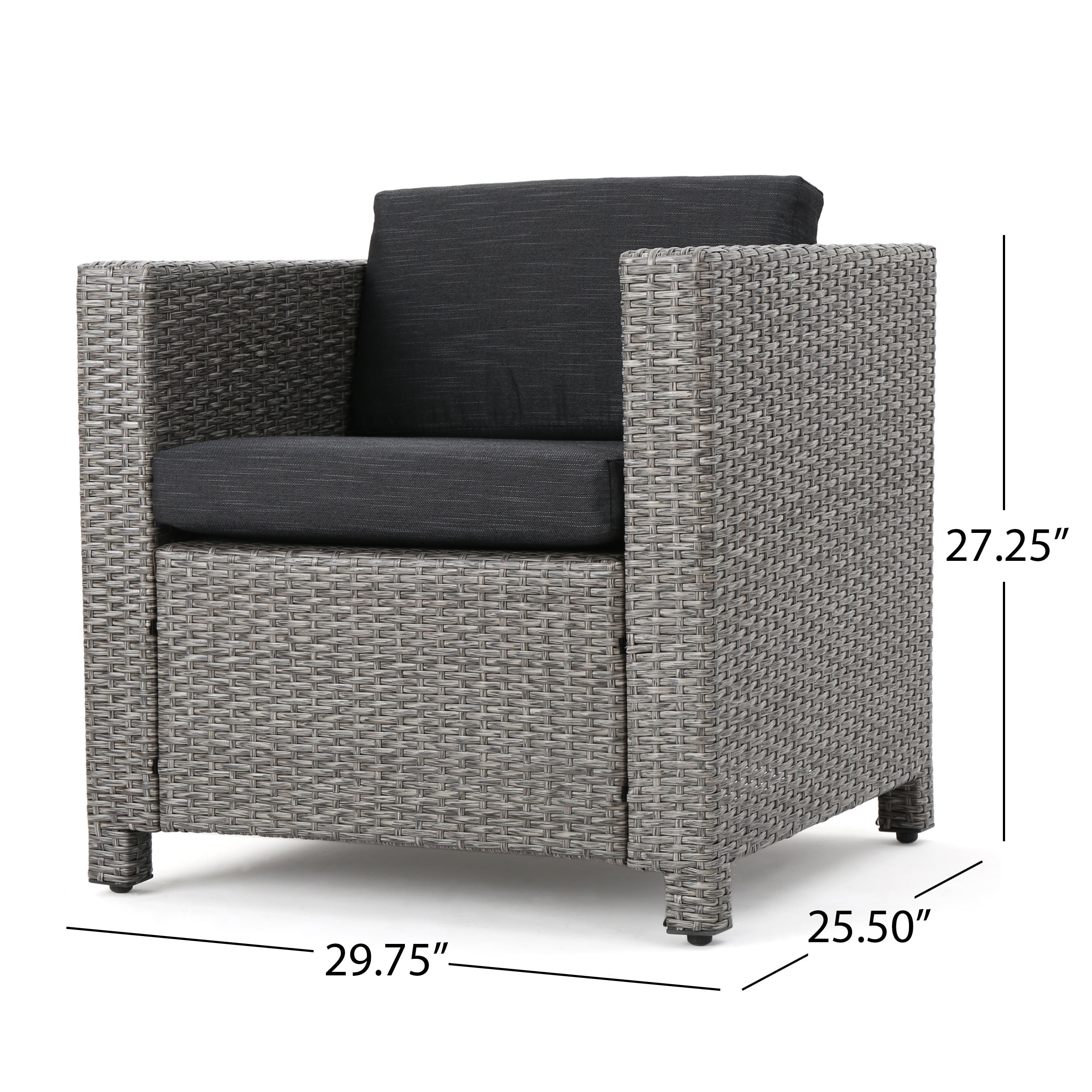 Outdoor Sofa Set 4 Piece, Patio Furniture Set, Wicker Sofa Set with Loveseat 2 Chairs Table, All-Weather PE Rattan and Water-Resistant Cushions, Modern Outdoor Seating, Black