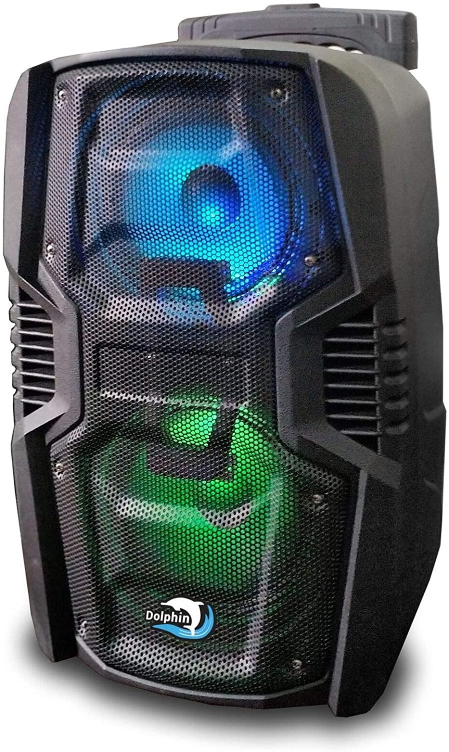 Dolphin Party Speaker SP-26RBT 1650W Portable Bluetooth Party Dual 6.5" Speaker with Sound Activated Lights and WaveSync