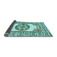 thumbnail image 2 of Ahgly Company Indoor Round Oriental Light Blue Modern Area Rugs, 5' Round, 2 of 4