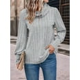 thumbnail image 4 of Women'S - Tunic Sweaters Long Sleeve Ribbed Knit Comfy Loose Casual Fall Sweater Grey L, 4 of 7