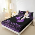thumbnail image 4 of Manfei Kids Skating Lover Queen Sheet Sets, Black Purple Sequin Print Flat Sheet, Modern Sports Lover Queen Fitted Sheet, Super Cozy Room Decor, 4-Piece, 4 of 7