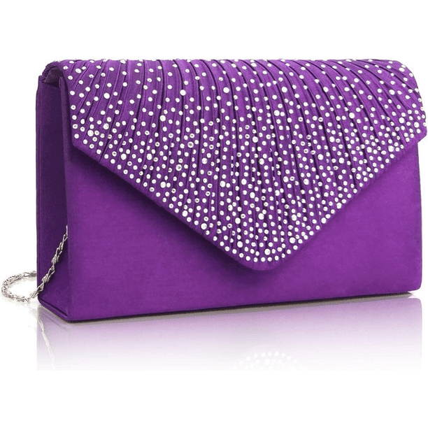 Envelope Fashionable Handbag Purple Evening Crossbody Chain Vintage Purple Girls Evening Bags Bag Rhinestone Clutch Banquet Party Bridal Bags Walmart