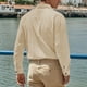 thumbnail image 4 of Blusa y camisa de manga larga con cuello vuelto para hombre, estilo informal, color liso, con solapa, bolsillo y botones, de poliéster., 4 of 8