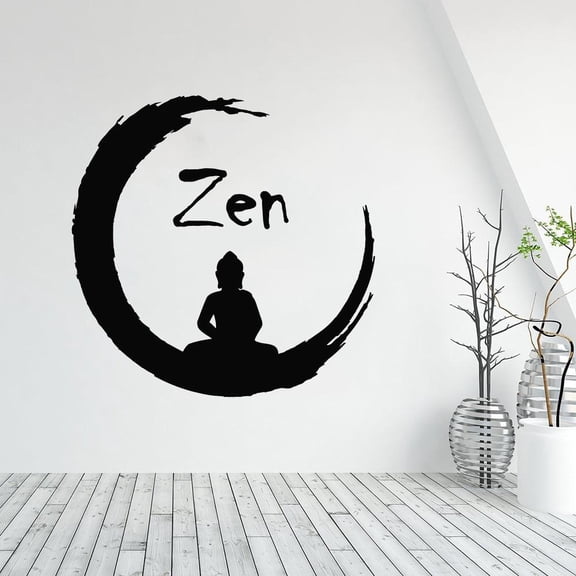 Zen Circle Wall Stickers For Gym Buddhism Meditation Buddha Yoga Vinyl Wall Decal Decor Bedroom Nordic Home Interior Design 57x57cm