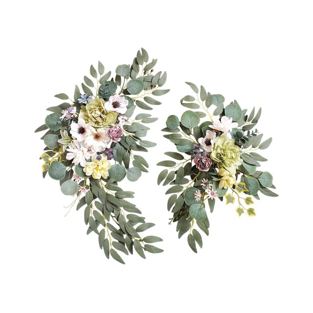 Dvruxg Wedding Arch Flowers, Faux Flower Set of 2, Floral Swag for Wedding Arch Welcome Signs, Reception Ceremony Signs Decor