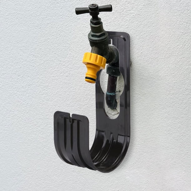 Soporte para manguera de jardín, organizador de manguera de riego para grifo resistente montado en la pared (negro)
