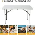 thumbnail image 5 of SONGMY4 ft Indoor Outdoor Heavy Duty Plastic Folding Table Portable Picnic Table Fold-in-Half Utility Table w/Handle and Steel Legs for Camping, Dining, Party, White, 5 of 18
