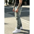 thumbnail image 5 of Reppunk Men's Vintage Acid Washed Stacked Straight Distressed Ripped Jeans, Multi-Slit Frayed Loose Stack Denim Pants, Business Casual Versatile Daily Street Commute Trousers, 5 of 6