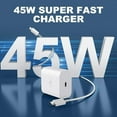 thumbnail image 2 of 45W Samsung Super Fast USB-C Wall Charger for Samsung Galaxy S25 Ultra/S25/S24 Ultra/S24/S23 Ultra/S23/S22 Ultra/S22/S21/S20/Note 10/20, Tab S8/S7, PPS 45 Watt Charger Block with 10FT Cable-White, 2 of 9