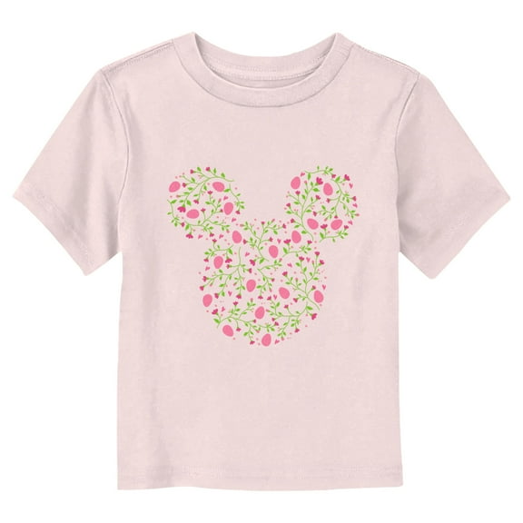 Toddler's Mickey & Friends Florals and Eggs Silhouette  Graphic Tee Light Pink 4T