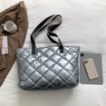thumbnail image 1 of Bolso de hombro con entramado rómbico, bolso acolchado de algodón a la moda para el trabajo gris Sywqhk Para Estrenar, 1 of 3