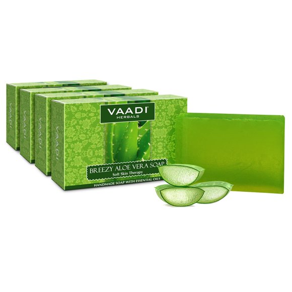 Vaadi Herbals Aloe Vera Soap 75 Grams (10.6 Ounces(Pack of 4 X 75 Grams)) C51