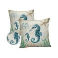 thumbnail image 2 of Outdoor Throw Pillow Cover Nautical Compass Seahorse Seaweed Waterproof Cushion Covers 2 Pack Marine Life on Retro Paper Pillow Cases Home Decoration for Patio Garden Couch Sofa, 2 of 7
