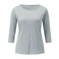thumbnail image 5 of Women's T-Shirts Long Sleeve Womens Fall Tops Fashion Crewneck 3/4 Sleeve Solid Basic Cute Tee Shirts Grey L, 5 of 7