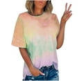 thumbnail image 5 of YOTAMI Tie Dye Shirts for Women Plus Size Fashion Summer Short Sleeve Tops Trendy Crew Neck Loose Fit Casual Blouses Orange, 5 of 5