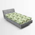 thumbnail image 2 of Ambesonne Hawaiian Fitted Sheet, Tropical Jungle Art Orchid, Twin XL Size, Fern Green Beige Magenta, 2 of 5