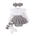 thumbnail image 3 of ibiyuan 18 Months Girl Clothes Fall Outfits Infant Fall 2 Piece Outfit, Ribbed Long Sleeve Bodysuit Houndstooth Hem Jumpsuit Skirt Back To School Outfits For Girls, 3 of 4
