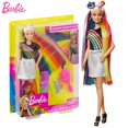 thumbnail image 2 of Muñeca Barbie Fashionistas, pelo brillante arcoíris con accesorios y ropa, juguetes para niña, muñecas Boneca de moda Fivean unisex, 2 of 2