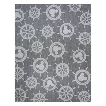 Disney Outdoor Mickey Mouse Maritime Coastal Geometric Ash Area Rug, 6x9