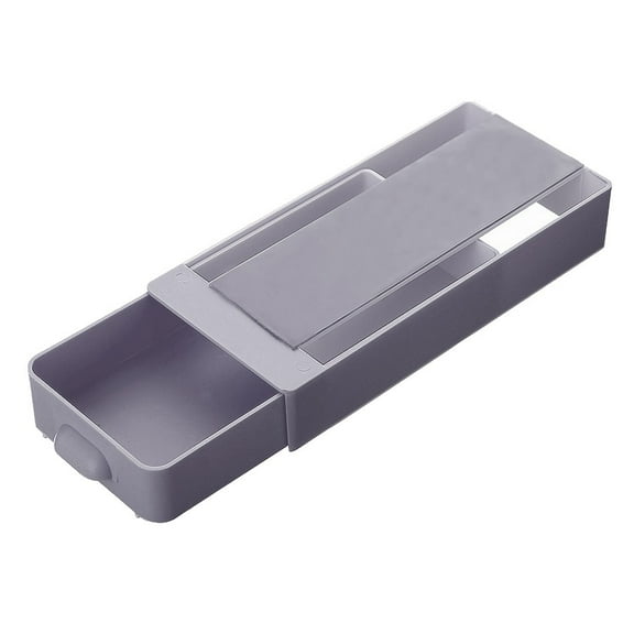 Latrodar Self Stick Pencil Tray Desk Table Storage Drawer Organizer Box Under Desk Stand Gray Party Favor 4x1.2 Inch