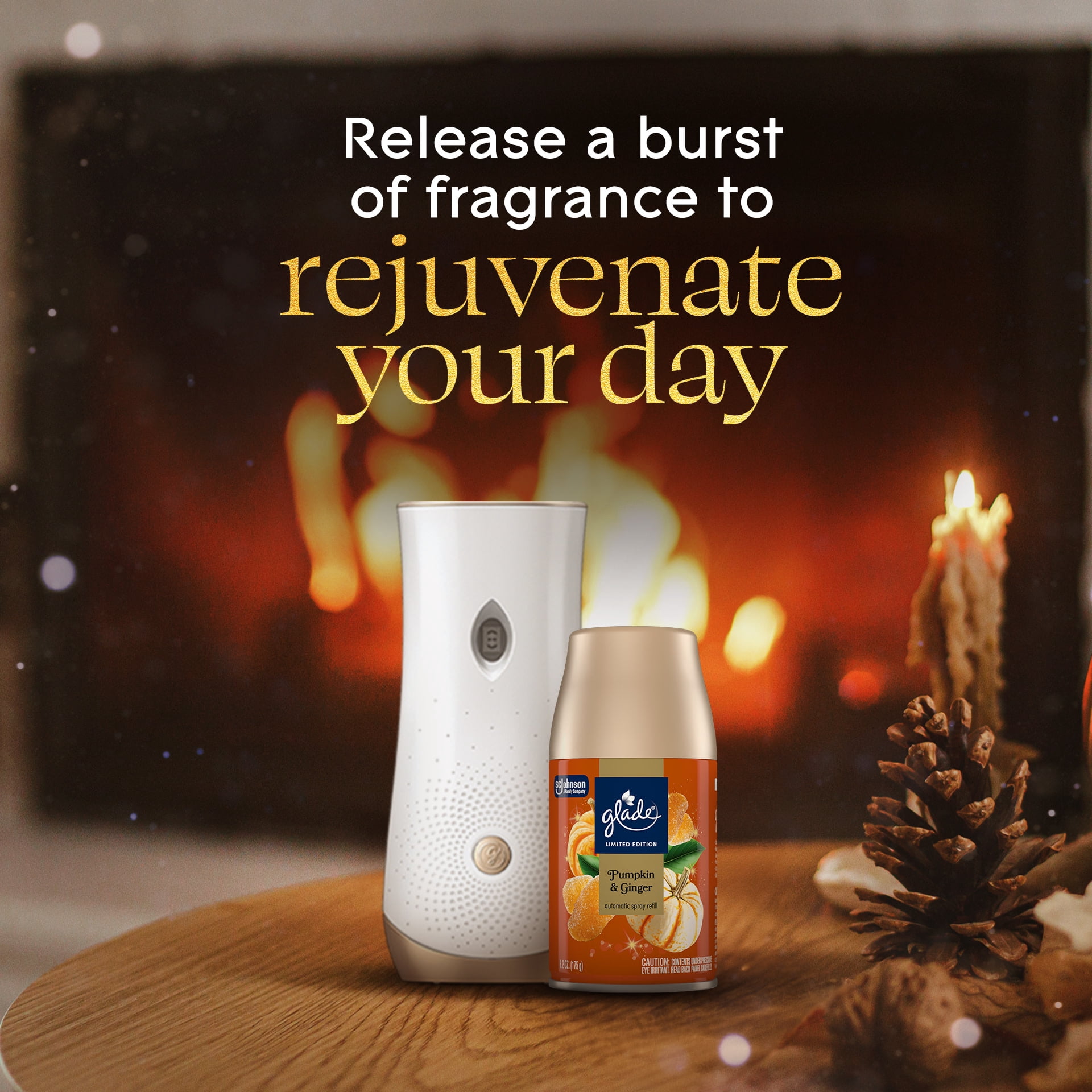 (3 pack) Glade® Automatic Spray Air Freshener Refill, Stocking Stuffer Pumpkin & Ginger, 6.2oz., 1 Count