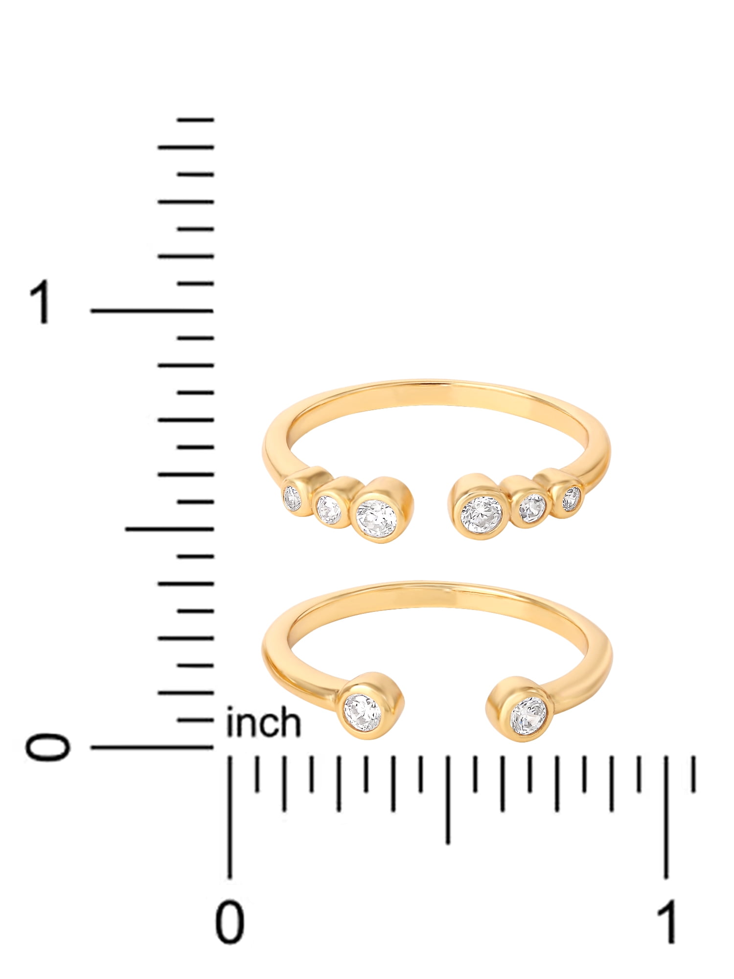 JS Jessica Simpson Women's CZ Ring Set, Gold Plated Sterling Silver, 2pcs