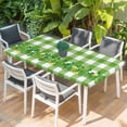 thumbnail image 2 of St. Patrick's Day Table Cloths for 3 Foot Rectangle Tables, Shamrock Grasses Sage Green Plaid Patio Waterproof Elastic Fitted Tablecloths, Washable Rectangular Table Cover for Camping, 2 of 8