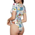 thumbnail image 3 of Haiem Summer Stamp Women's Crew Neck Short Sleeve Bodysuit Tops Stretchy Slim Basic-Large, 3 of 9