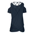 thumbnail image 6 of asdoklhq Juniors Plus Tops & T-Shirts,Women's Cold Shoulder Tops Open Back Short Sleeve Solid T Shirt Casual Loose Backless Tee Blouses, 6 of 9
