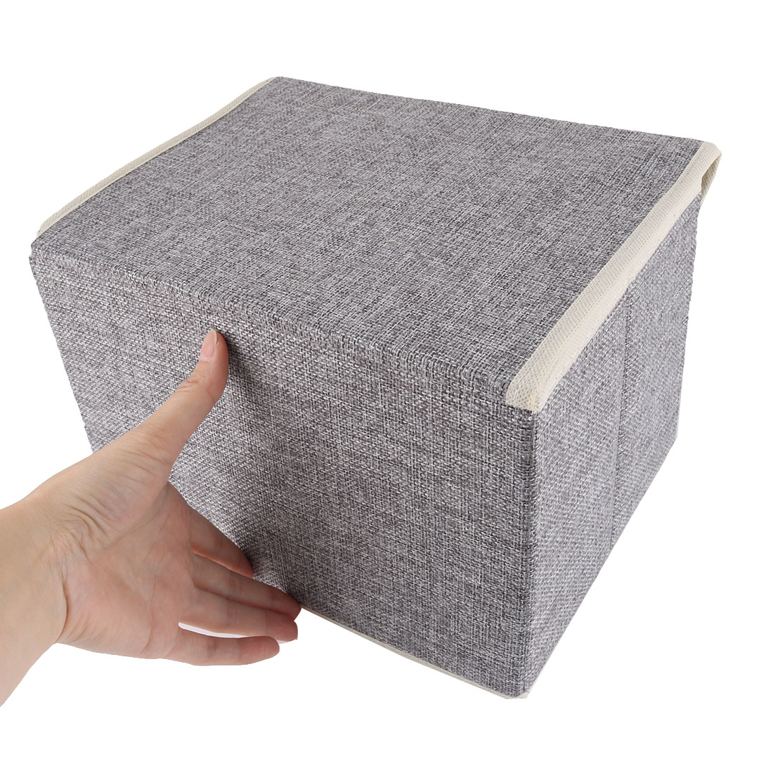 Unique Bargains Household Cotton Linen Towel Socks Holder Storage Box Organizer Gray