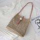 thumbnail image 4 of Qarigey Bolso de hombro de paja para mujer, bolso de mano, estuche de viaje, bandolera, bolsos de mano de gran capacidad, organizadores, bolsos de cubo Bolsas de mensajero y de hombro Rosado Qarigey AP014382-01, 4 of 6