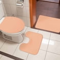 thumbnail image 6 of 3 Piece Bathroom Rug Set, Peach Pink Non Slip Bath Mat with Contour Toilet Mat and Lid Cover, Solid Color Absorbent Soft Shower Mats for Bathroom, 6 of 9