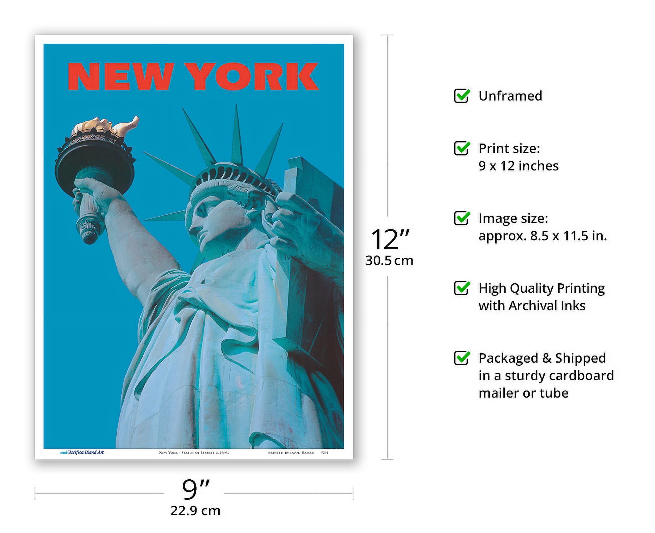 New York - Statue of Liberty - Vintage Travel Poster c.1960s
