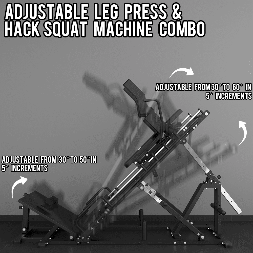 Eonfit EL2 Leg Press Machine for Home Gym, Hack Squat Machines with Linear Bearing 45° (30°~60° Adjustable) Lower Body Strength Training Equipment 1200lbs with Weight Storage