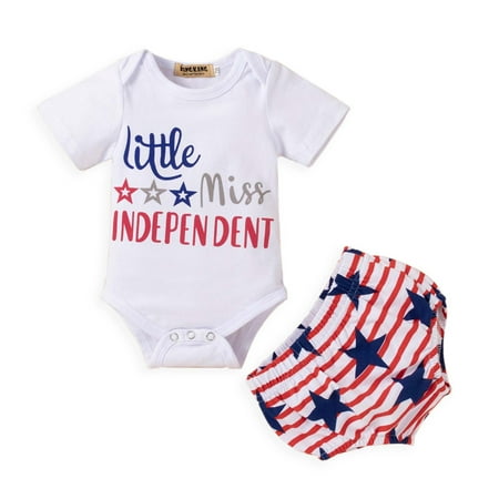 

Up to 30% off! Kukoosong Summer Baby Boy Clothes Baby Girl Clothes Summer Independence Day Short-Sleeved Romper Clothes Set White 70