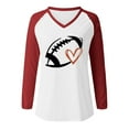 thumbnail image 4 of TSADFHJI Hauts pour Femmes pour l'Automne Chandails en Molleton Légers à Col Rond Manches Longues Imprimé Graphique de Football T-Shirt TTTG Rouge, 4 of 4