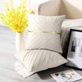 thumbnail image 2 of Elegant Couch Accents, Throw Pillow Covers with Wavy Gold Thread Pattern, Polyester Fabric for Unmatched Durability, Square Pillowcase for Your Bed or Sofa (Set Of 2, Beige), 2 of 6