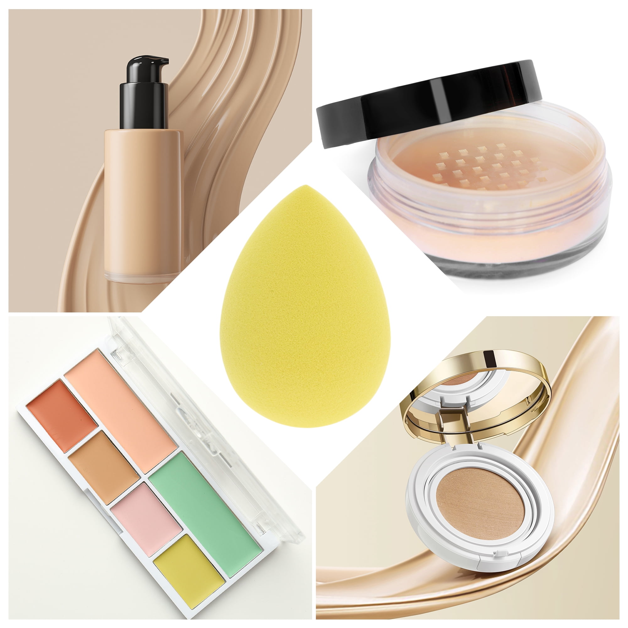 Unique Bargains 1 Pc Teardrop Shaped Puff for Travel Dressing Tables Use Yellow