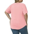 thumbnail image 3 of Plus Size Dressy Tops for Women Casual V-Neck Shirts Cute Pleated Sleeve Fashion 2025 Tunics Tees 4Xl Pink, 3 of 6