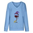 thumbnail image 4 of Sudadera clásica de manga larga con cuello en V y estampado de Halloween para mujer Pompotops FGAJ15750, 4 of 6