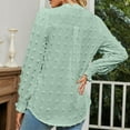 thumbnail image 4 of Fall Shirts for Women Long Puff Sleeve V Neck Solid Color Tops Swiss Dots Lightweight Thin Tunic Blouses T Shirts, 4 of 6