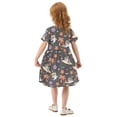 thumbnail image 4 of Shark Palm Tree Pattern Girls Short Sleeve Dress A Line Sun Protection Breathable Comfort Sundress 2T, 4 of 8
