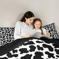 thumbnail image 5 of Manfei Cartoon Cow Print Queen Comforter Set,Cattle Pattern Bedding Sets,White Black Bedding Comforter Set For Kids,Ultra Soft Home Decor Reversible,3pcs, 5 of 8