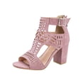 thumbnail image 2 of Sexy Heels for Women Women's Heels Heeled Sandals Heels for Women Dressy Women's Sandals Summer Block Heels Buckle up Sandal Women Cut Out Peep Toe Zipper Block Heel High heel 3 Inch Pumps Pink 5.5, 2 of 5