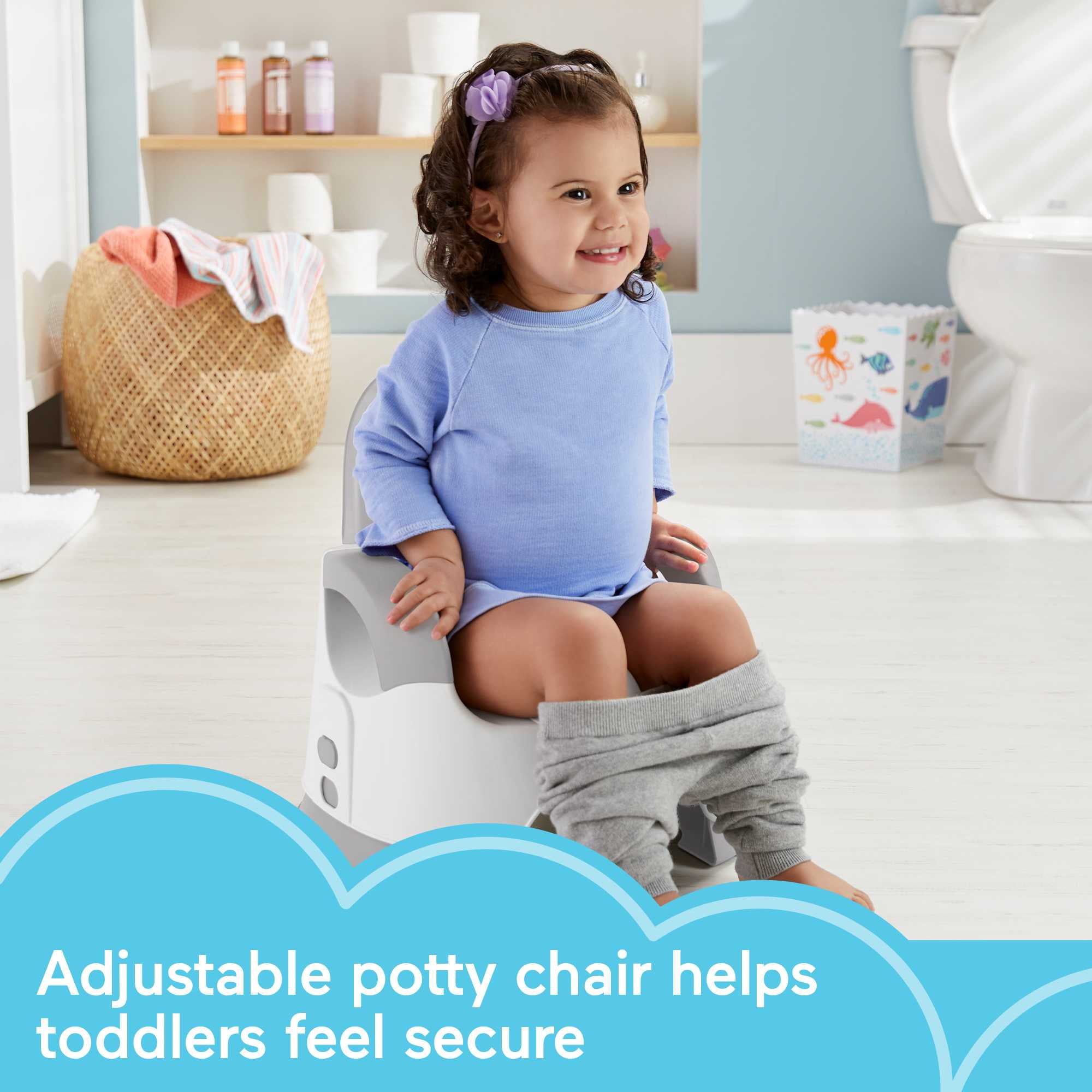 Fisher-Price Custom Comfort Potty Adjustable Toddler Training Toilet with Removable Bowl